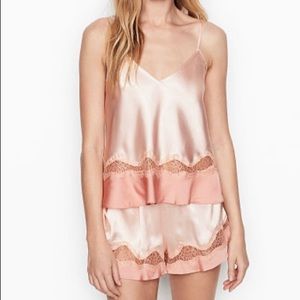 Victoria’s Secret pink satin cami set with tie